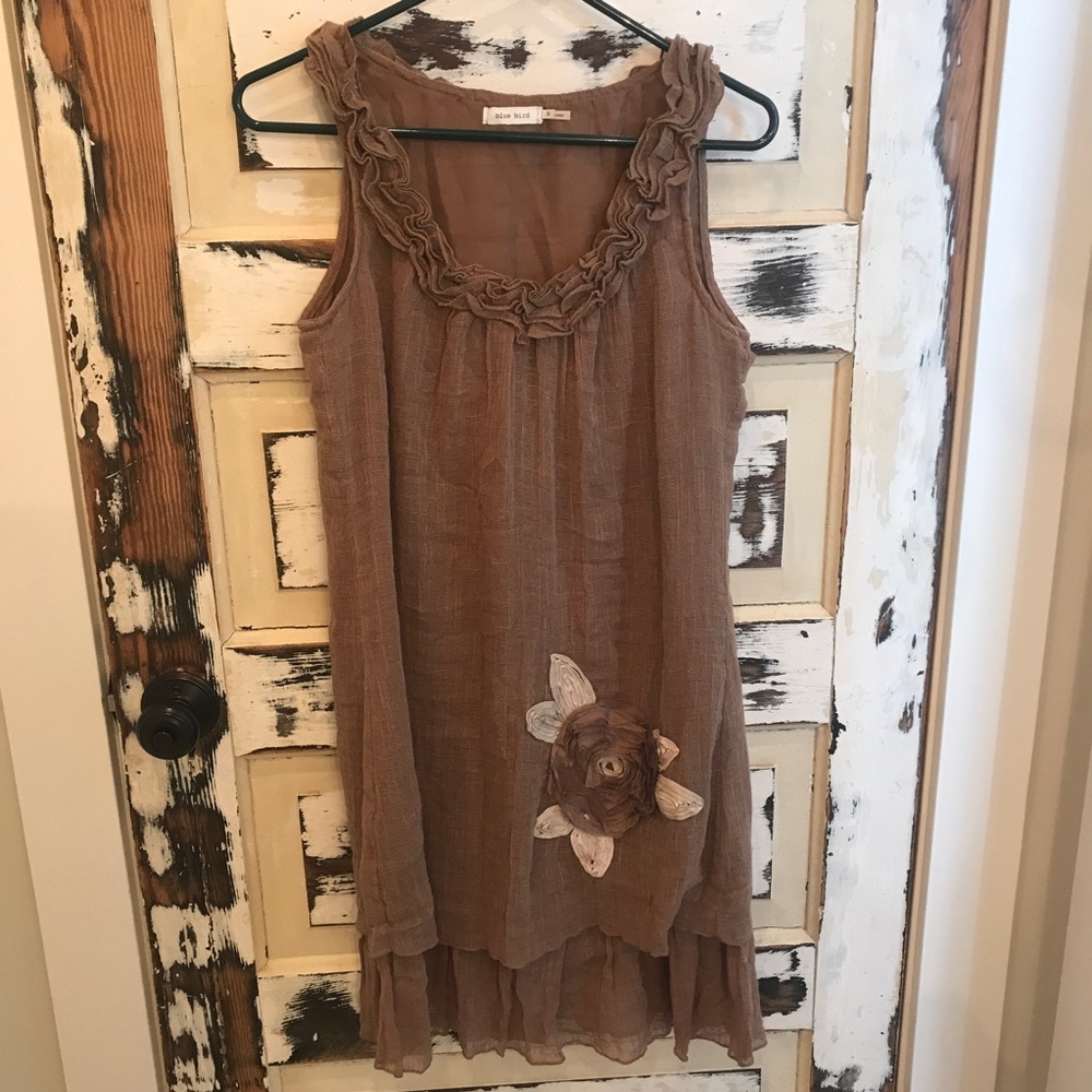 Blue Bird Cotton Dress Boho